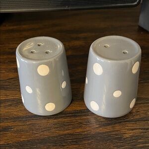 Gray Polka Dot Salt and Pepper Shakers